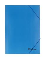 Flap folder with rubberband, cardboard, A4, VICTORIA OFFICE, blue